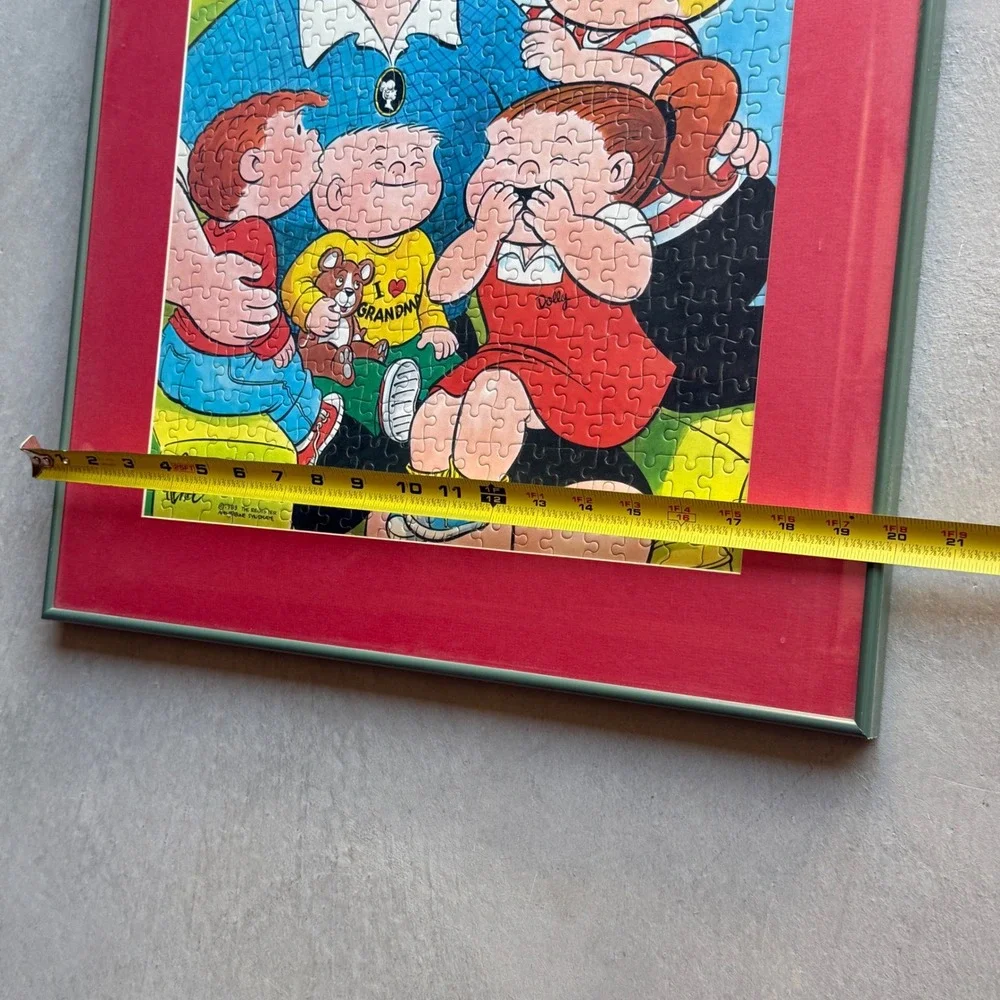 Vintage 1983 Family Circus Jigsaw Puzzle Framed Wall Art Bil Keane Signed